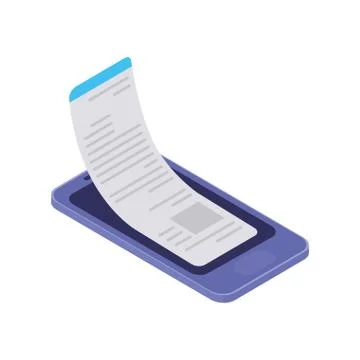 Smartphone screen with sheets of paper Stock Illustration