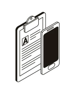 Smartphone screen with sheets of paper Stock Illustration