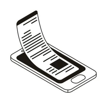 Smartphone screen with sheets of paper Stock Illustration