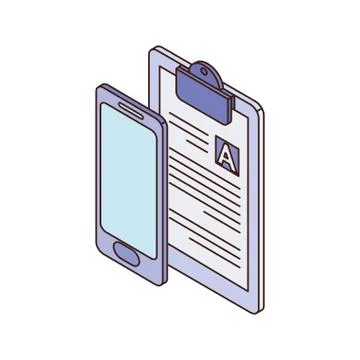 Smartphone screen with sheets of paper Stock Illustration