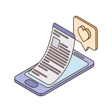 Smartphone screen with sheets of paper Stock Illustration
