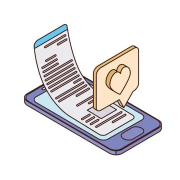 Smartphone screen with sheets of paper Stock Illustration