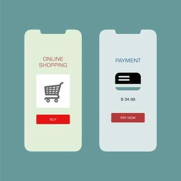 Smartphone screen with shopping payment application ui flat style illustratio Stock Illustration