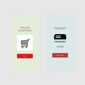 Smartphone screen with shopping payment application ui flat style illustratio Stock Illustration