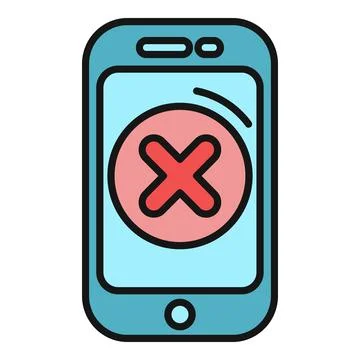 Smartphone screen showing a red cross mark error icon Illustrazione stock