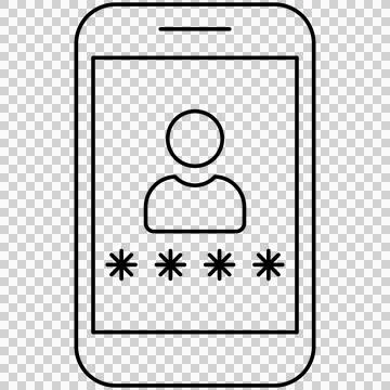 Smartphone screen showing user profile with password dots Stock Illustration