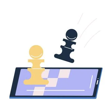 Smartphone screen with special application for playing chess online Stock Illustration