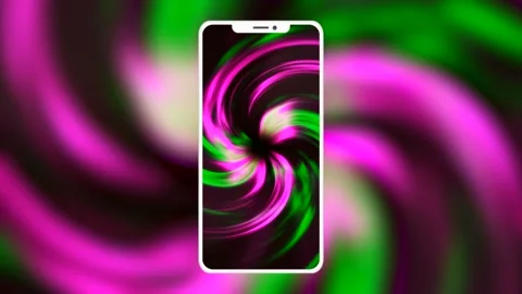 Smartphone screen with spiral. Motion. Bright screen of new phone model with Stock Footage 163925997