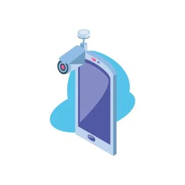 Smartphone screen with surveillance camera Stock Illustration