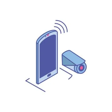 Smartphone screen with surveillance camera Stock Illustration