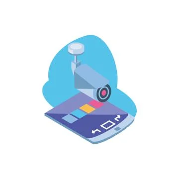 Smartphone screen with surveillance camera Stock Illustration