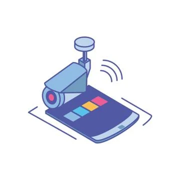 Smartphone screen with surveillance camera Stock Illustration
