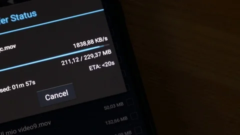 Smartphone screen that uploads files to the network Stock Footage 120528838