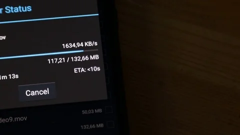 Smartphone screen that uploads files to the network Stock Footage 120528842