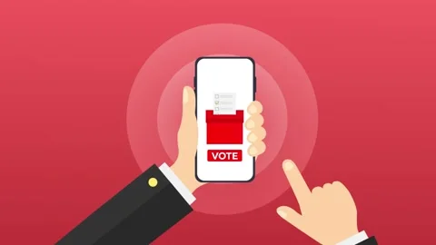 Smartphone Screen With Voting App.  Politics Election. Online Voting Concept. 動画素材 174762642
