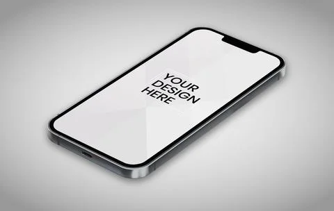 Smartphone screen on white background mock up. Phone modern screen design. mo Stock Illustration