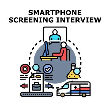 Smartphone screening interview process for applicant hiring Stock Illustration