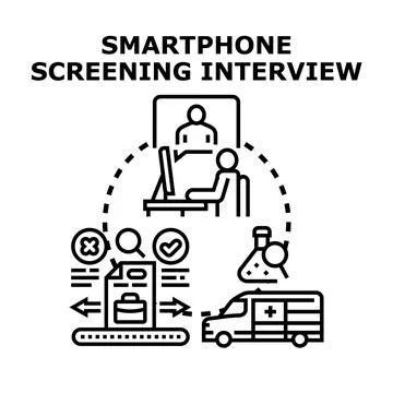 Smartphone screening interview process for applicant hiring 스톡 일러스트