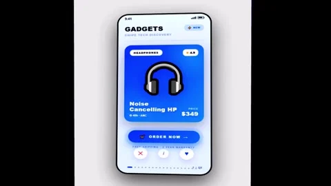 Smartphone screens displaying music app interface with headphones and micro.. Stock Footage 346271202