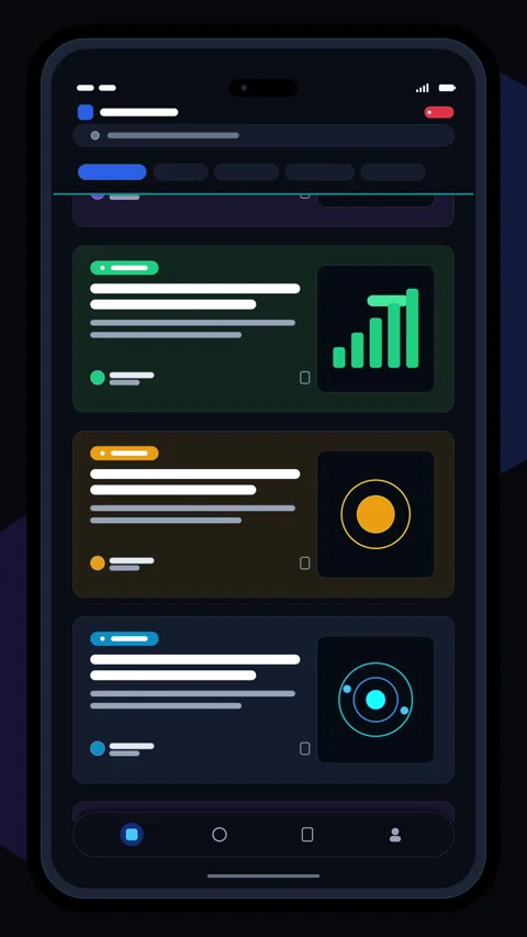 Smartphone scrolling motion graphic showing interface, digital feed navigation, Vidéo 346740563