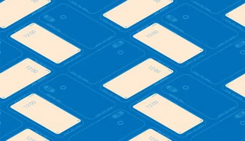 Smartphone seamless flat isometric pattern for background Stock Illustration