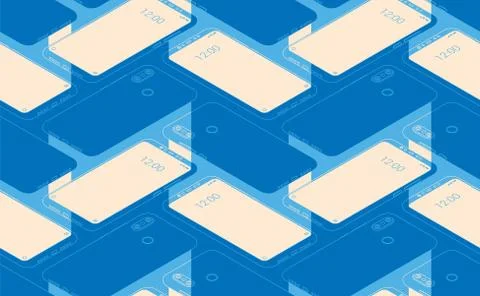 Smartphone seamless flat isometric pattern for background Stock Illustration