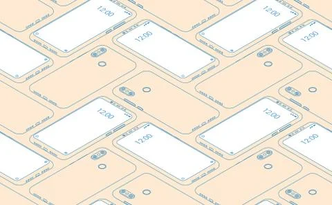 Smartphone seamless flat isometric pattern for background Stock-Illustration