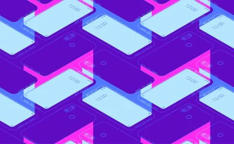 Smartphone seamless flat isometric pattern for background Stock Illustration