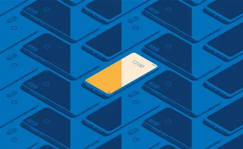 Smartphone seamless flat isometric pattern for background Stock-Illustration