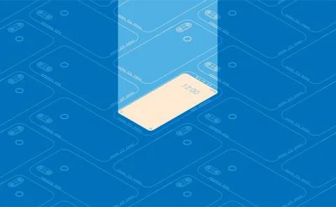 Smartphone seamless flat isometric pattern for background Stock-Illustration