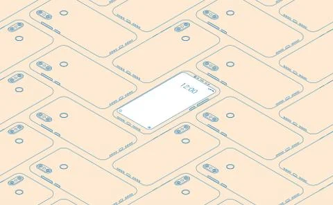 Smartphone seamless flat isometric pattern for background Stock Illustration