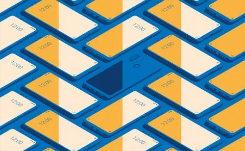Smartphone seamless flat isometric pattern for background Stock-Illustration