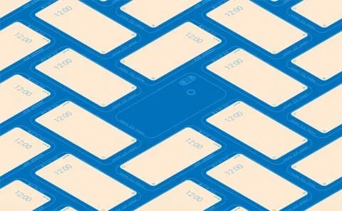 Smartphone seamless flat isometric pattern for background Stock-Illustration
