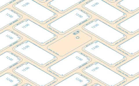 Smartphone seamless flat isometric pattern for background Stock-Illustration