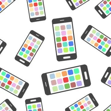 Smartphone seamless pattern background icon. Business flat vector illustratio Stock Illustration