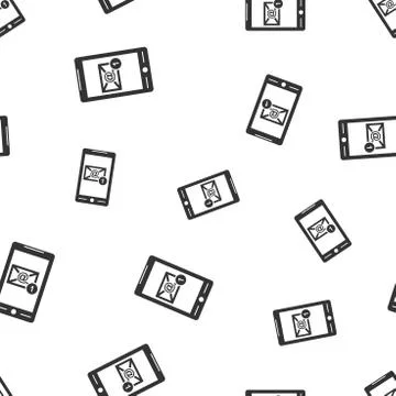 Smartphone seamless pattern background icon. Business flat vector illustratio Stock Illustration