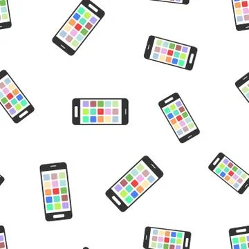 Smartphone seamless pattern background icon. Business flat vector illustratio Stock Illustration