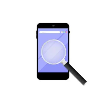 Smartphone search engine interface. Mobile app page black design layout. Web  Stock Illustration