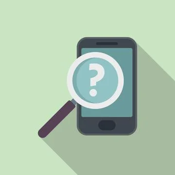 Smartphone search icon flat . Document request Stock Illustration
