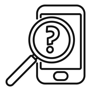 Smartphone search icon outline vector. Document request Illustrazione stock