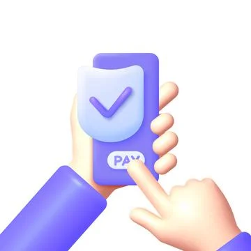 Smartphone secure 3d for web design. Protection, safety, password security Stock Illustration