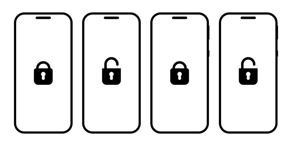 Smartphone security and lock screen mockup set Stock Illustration