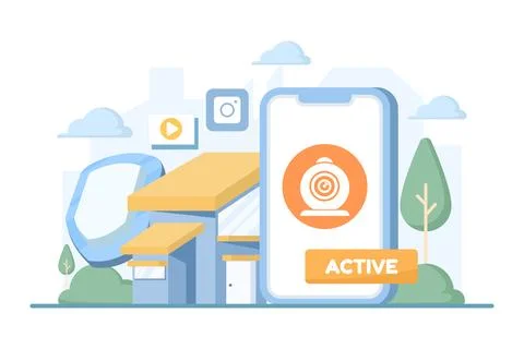 Smartphone security camera concept Stock Illustration