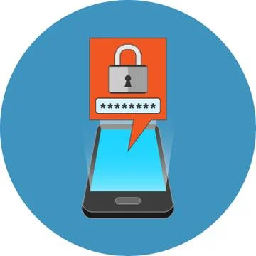 Smartphone security concept. Isometric design. Stock Illustration