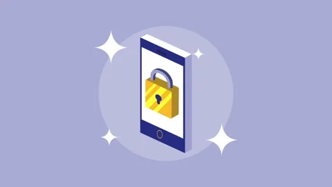 Smartphone security concept, padlock icon on screen, dynamic animation with.. Stock Footage 334535161