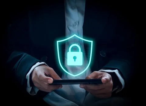 Smartphone security data technology, mobile phone device with protection sh.. 写真素材