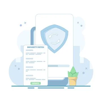 Smartphone Security Data Update Concept for Cyber ​​Security Illustrazione stock