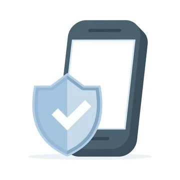 Smartphone security icon with protective shield symbol mobile device safety Stock Illustration