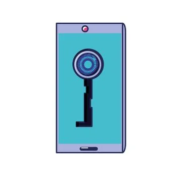 Smartphone with security key イラスト素材