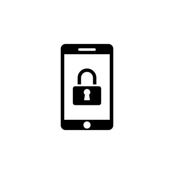Smartphone with Security Lock System, Phone and Padlock. Flat Vector Icon Stock Illustration